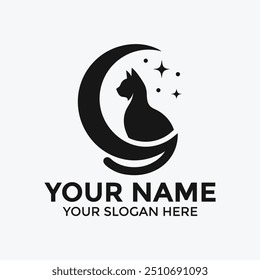 Un Vector de diseño de silueta de icono de logotipo de cabeza de gato minimalista y creativo elegante