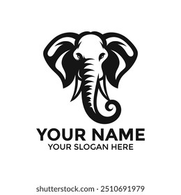 Um elegante bonito criativo mínimo elefante cabeça símbolo ícone silhueta design vetor