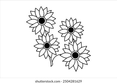 Elegant Cute Flowers Silhouette Vector Illustration for Designers