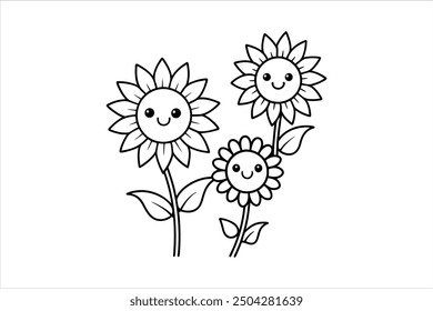 Elegant Cute Flowers Silhouette Vector Illustration for Designers