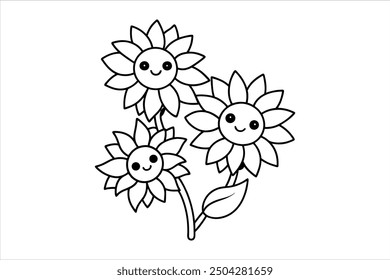 Elegant Cute Flowers Silhouette Vector Illustration for Designers