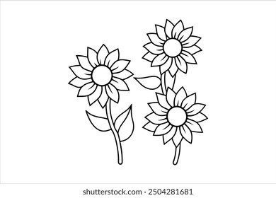Elegant Cute Flowers Silhouette Vector Illustration for Designers