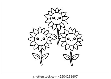 Elegant Cute Flowers Silhouette Vector Illustration for Designers