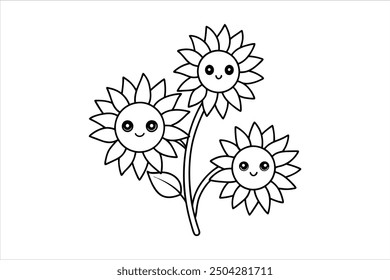 Elegant Cute Flowers Silhouette Vector Illustration for Designers