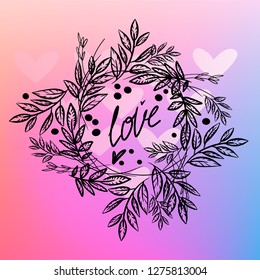 Elegant and cute illustration. Birds sit on each branch. Printing for textile and industrial purposes. And a beautiful romantic frame of flowers and twigs. Vector illustration.