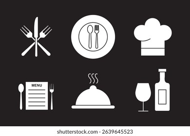Elegant Cutlery Icon Collection . Modern Cutlery and Kitchenware Icons . catering icon set  . Cutlery, fork, kitchen, knife, spoon icon . 