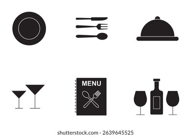 Elegant Cutlery Icon Collection . Modern Cutlery and Kitchenware Icons . catering icon set  . Cutlery, fork, kitchen, knife, spoon icon . 