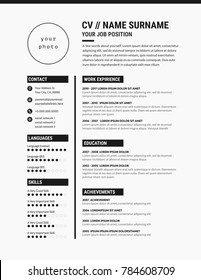 Cv Template Modern Professional Sample Minimalist Stock Vector (Royalty ...