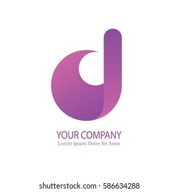 elegant d initial letter flat 3d typography design logotype for brand and company identity. gradient purple color
