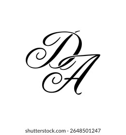 Elegante logotipo da monografia em preto Script - Caligrafia de luxo Design inicial em fundo branco