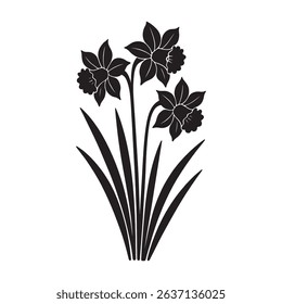 Elegant Daffodil Silhouette Spring Floral Illustration