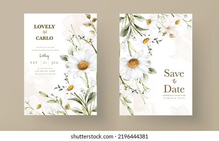 elegant daisy flower wedding invitation card template