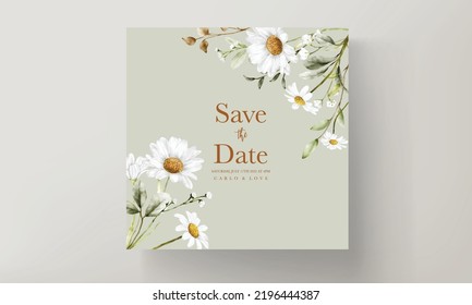 Elegant Daisy Flower Wedding Invitation Card Template