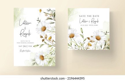 elegant daisy flower wedding invitation card template