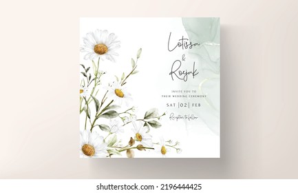 elegant daisy flower wedding invitation card template