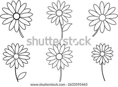 Elegant Daisy Line Drawing Vector Art Bundle	

