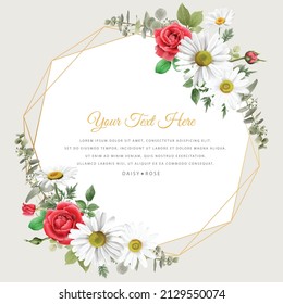 Elegant daisy and rose wreath background