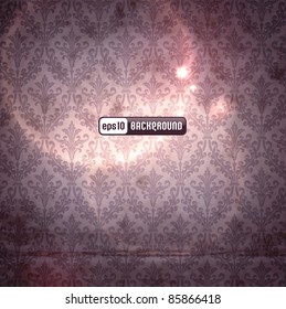 elegant damask background with classical wallpaper pattern, slightly grungy texture and light effects (seamlessly tiling pattern included)