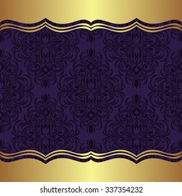 Elegant damask Background with golden Borders