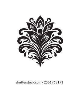 Elegant Damask Floral Lace Stencil Clipart Design