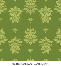 Elegant damask floral seamless pattern. Abstract botanical vector illustration for fabric, textile, wallpaper.
