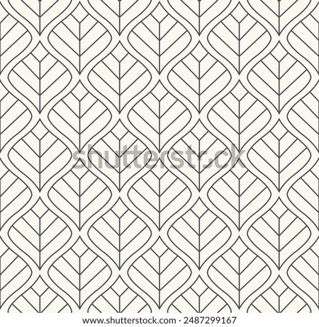 Elegant damask floral seamless pattern. Geometric art deco leaves background. Abstract botanical vector illustration for fabric, textile, wallpaper.