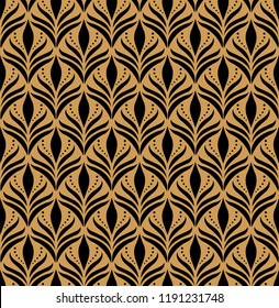 Elegant Damask Floral Vector Seamless Pattern. Decorative Nouveau Flower Illustration. Abstract Art Deco Background.