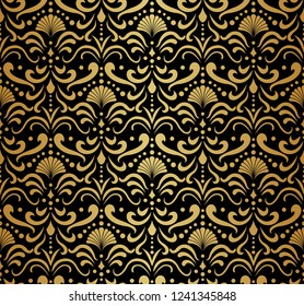 Elegant Damask Floral Vector Seamless Pattern. Decorative Flower Illustration. Abstract Art Deco Background.
