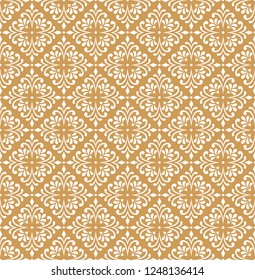 Elegant Damask Floral Vector Seamless Pattern. Decorative Flower Illustration. Abstract Art Deco Background.