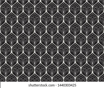 Elegant Damask Floral Vector Seamless Pattern. Decorative Flower Illustration. Abstract Art Deco Background.