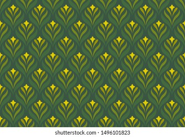 Elegant Damask Floral Vector Seamless Pattern. Decorative Flower Illustration. Abstract Art Deco Background.