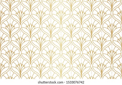 Elegant Damask Floral Vector Seamless Pattern. Decorative Flower Illustration. Abstract Art Deco Background.