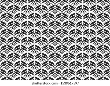 Elegant Damask Floral Vector Seamless Pattern. Decorative Flower Illustration. Abstract Art Deco Background.