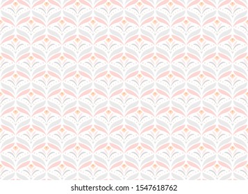 Elegant Damask Floral Vector Seamless Pattern. Decorative Flower Illustration. Abstract Art Deco Background.