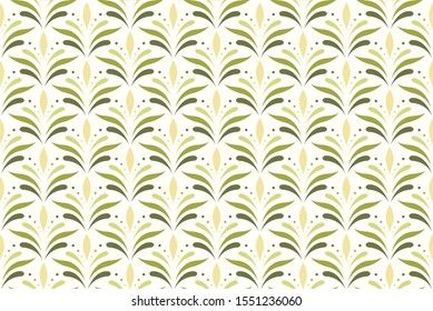Elegant Damask Floral Vector Seamless Pattern. Decorative Flower Illustration. Abstract Art Deco Background.