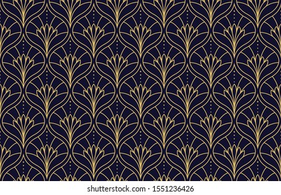 Elegant Damask Floral Vector Seamless Pattern. Decorative Flower Illustration. Abstract Art Deco Background.