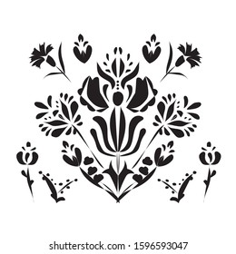 Elegant Damask Floral Vector Seamless Pattern. Decorative Flower Illustration. Abstract Art Deco Background.