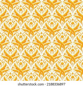 Elegant Damask Floral Vector Seamless Pattern. Decorative Flower Illustration. Abstract Art Deco Background.