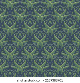 Elegant Damask Floral Vector Seamless Pattern. Decorative Flower Illustration. Abstract Art Deco Background.