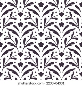 Elegantes, florales Vektormuster aus Damast. Dekorative Blumenbemalung. Abstrakter Art-Deco-Hintergrund.