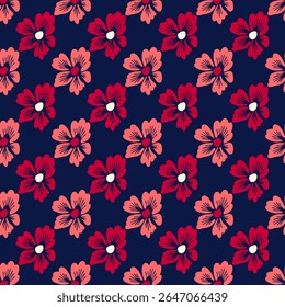 Elegant Damask Pattern with Floral Motifs and Decorative Borders