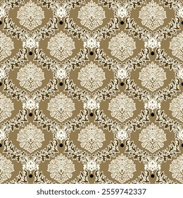 Elegant Damask Pattern on a Beige Background