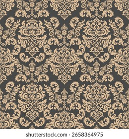 Elegant damask pattern on dark background