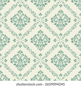 Elegant damask seamless pattern vector background.