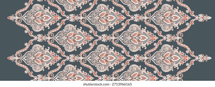 Elegant Damask Style Textile Pattern Background