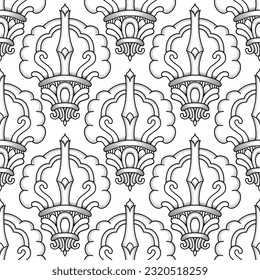 Elegante papel de pared adamascado sin fisuras Patrón clásico lujoso a la antigua adornos adamascados con un patrón retro negro y blanco textura victoriana para textil o envoltura. Plantilla barroca. Ilustración vectorial.