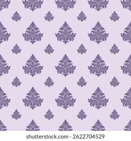 Elegant Damask Wallpaper in Soft Lavender with Plum Accents .vector