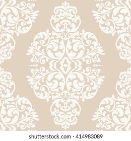 Elegant damask wallpaper. Vintage pattern. Seamless classic vector background.