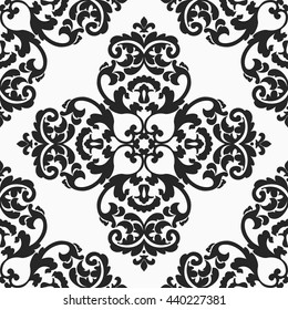 Elegant damask wallpaper. Vintage pattern. Seamless classic vector background.