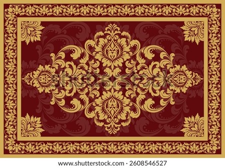 Elegant damask-style gold floral pattern on a deep burgundy background. Perfect for classic wallpapers, textiles, invitations, and vintage decor projects.
